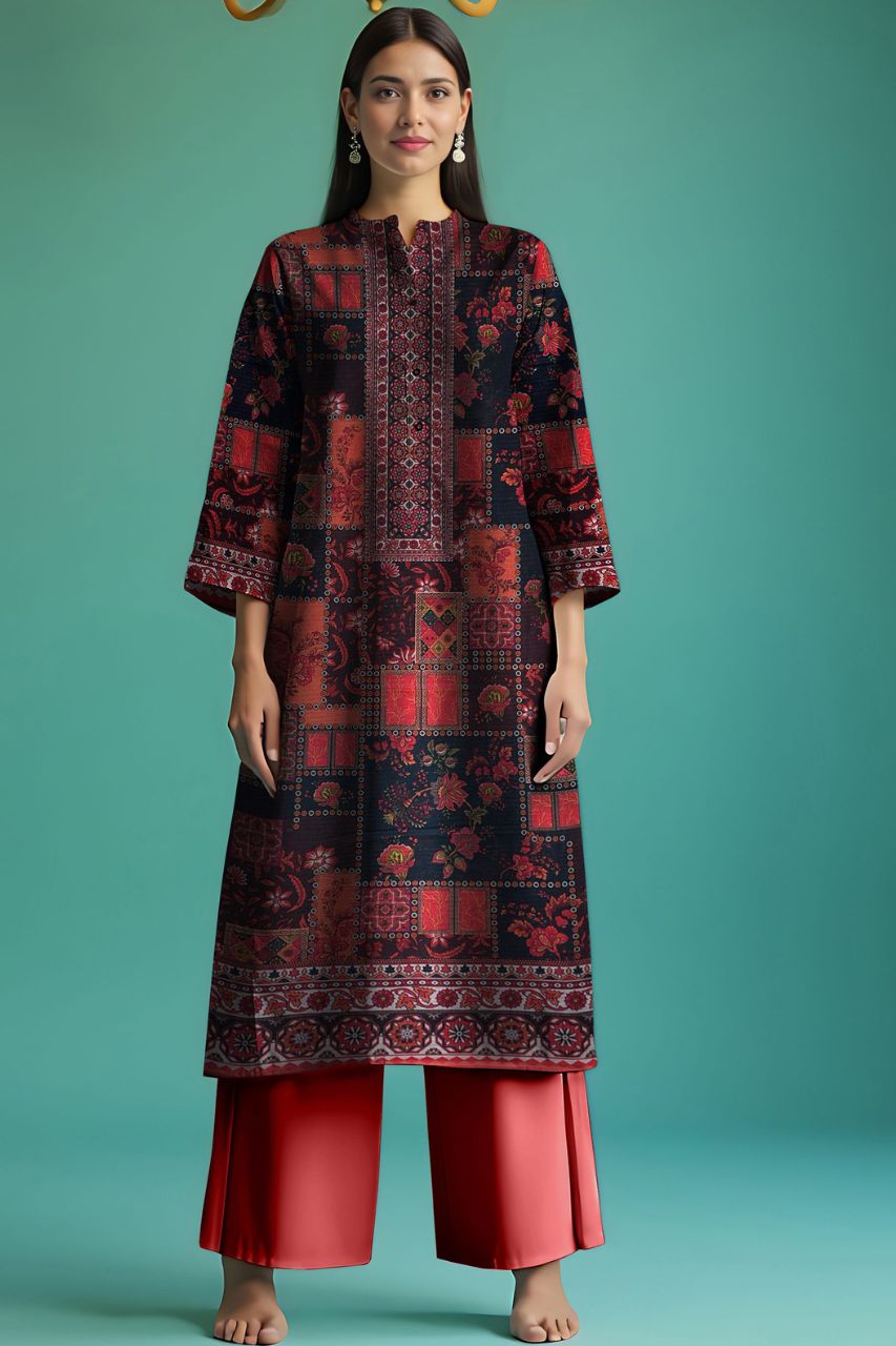 Wania Gold Premium Digital Printed Bana Dora Lawn 2PC