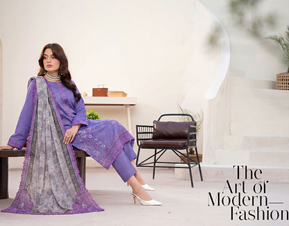 Meadows By Anaya Noor Emb Lawn With Organza Patches 3PC