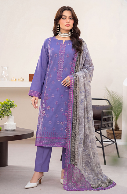 Meadows By Anaya Noor Emb Lawn With Organza Patches 3PC