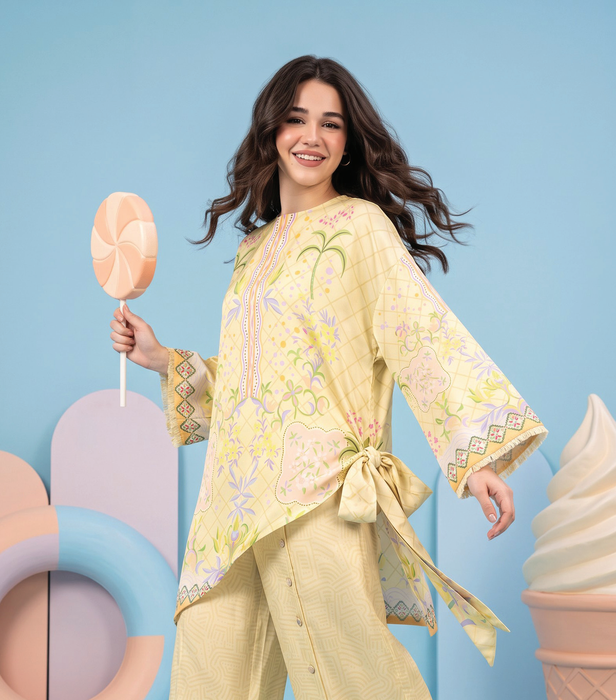 Zesh Winter Essential Printed Silk 2PC