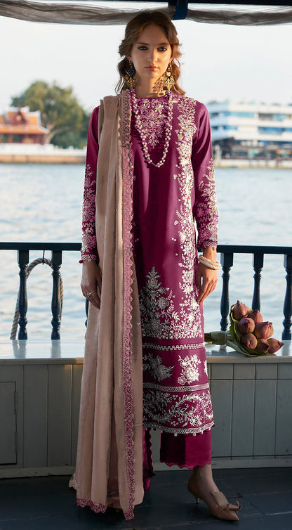 Zaha Khadija Shah Full Emb Lawn With Emb Patches 3PC