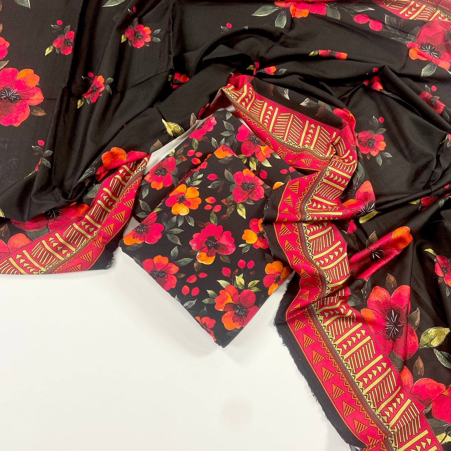 Anaya Noor Printed Bana Dora Slub Linen 3PC