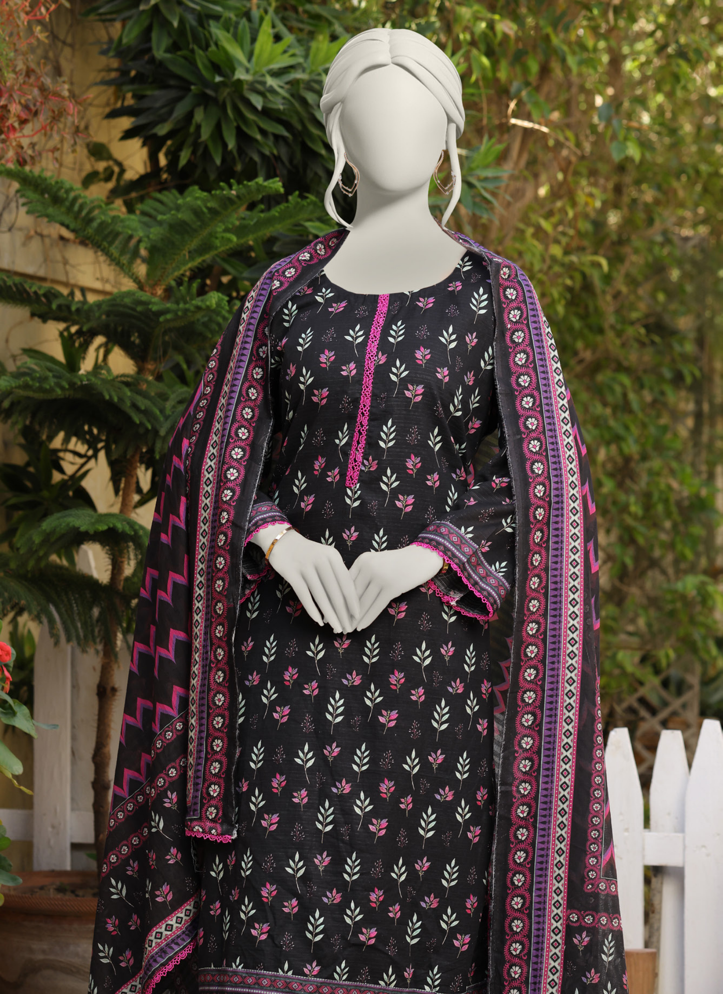 Almeerah Digital Printed Stripe Dora 3PC