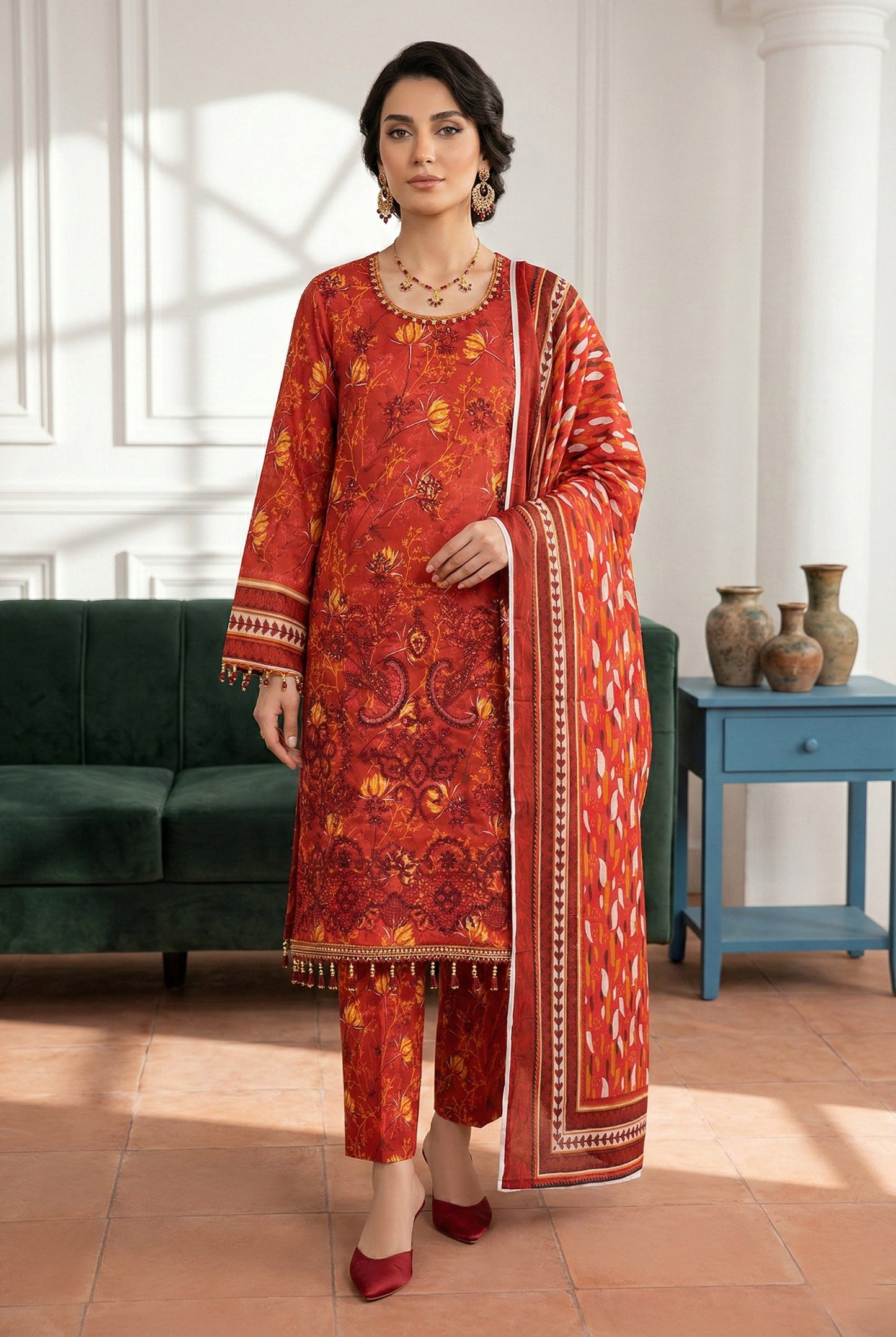 Angan By Anaya Noor Emb & Printed Lawn 3PC