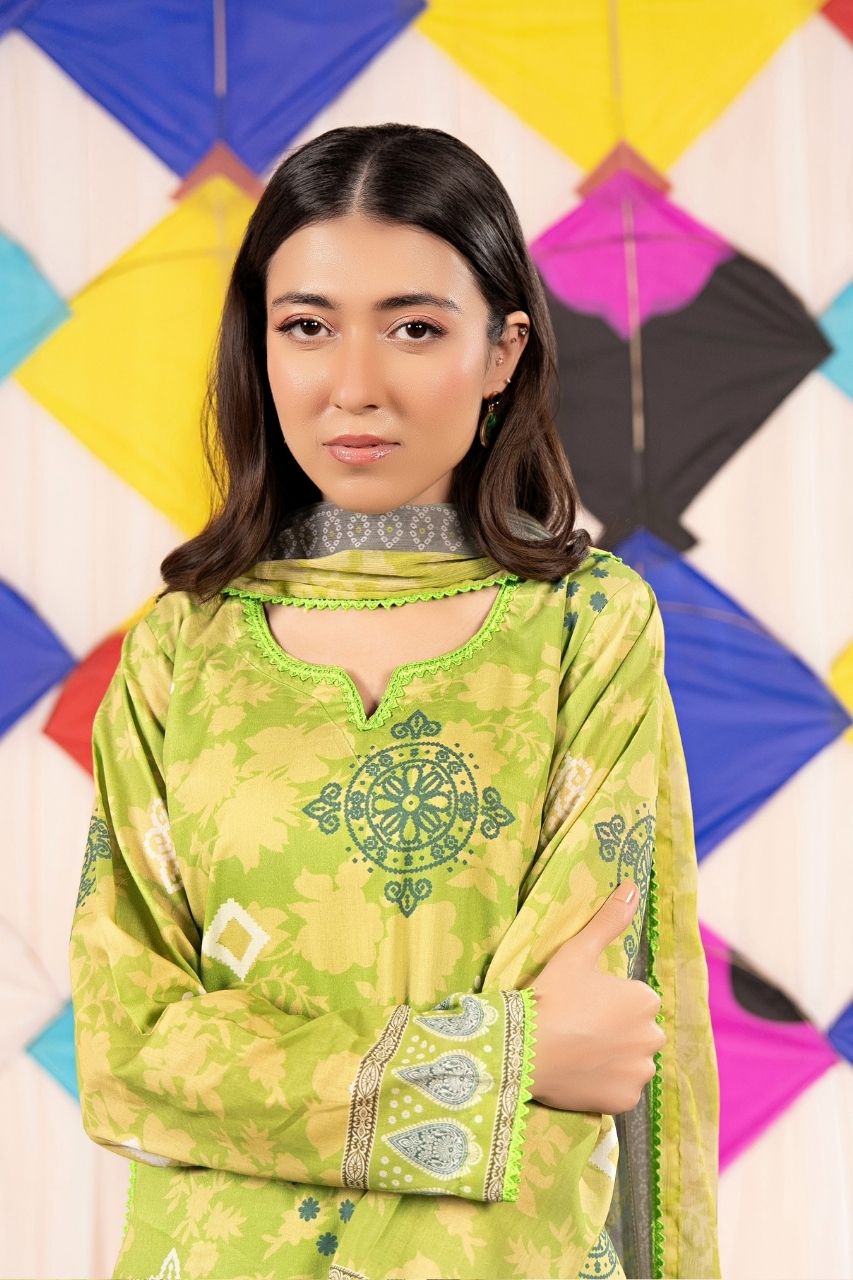 Zesh Airjet Printed Lawn With Bamber Chiffon Dupatta 3PC