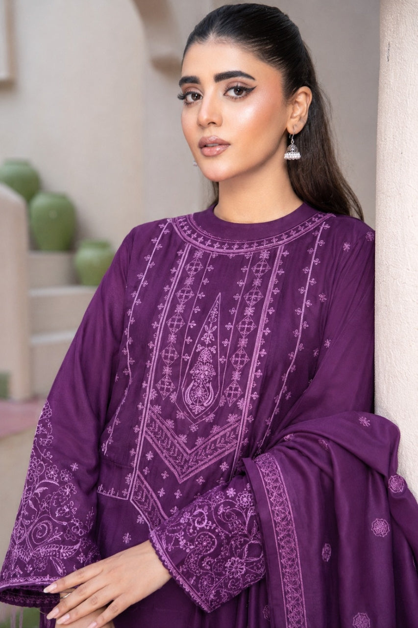 Fasana By Shanaya Plain Emb Dhanak 3PC