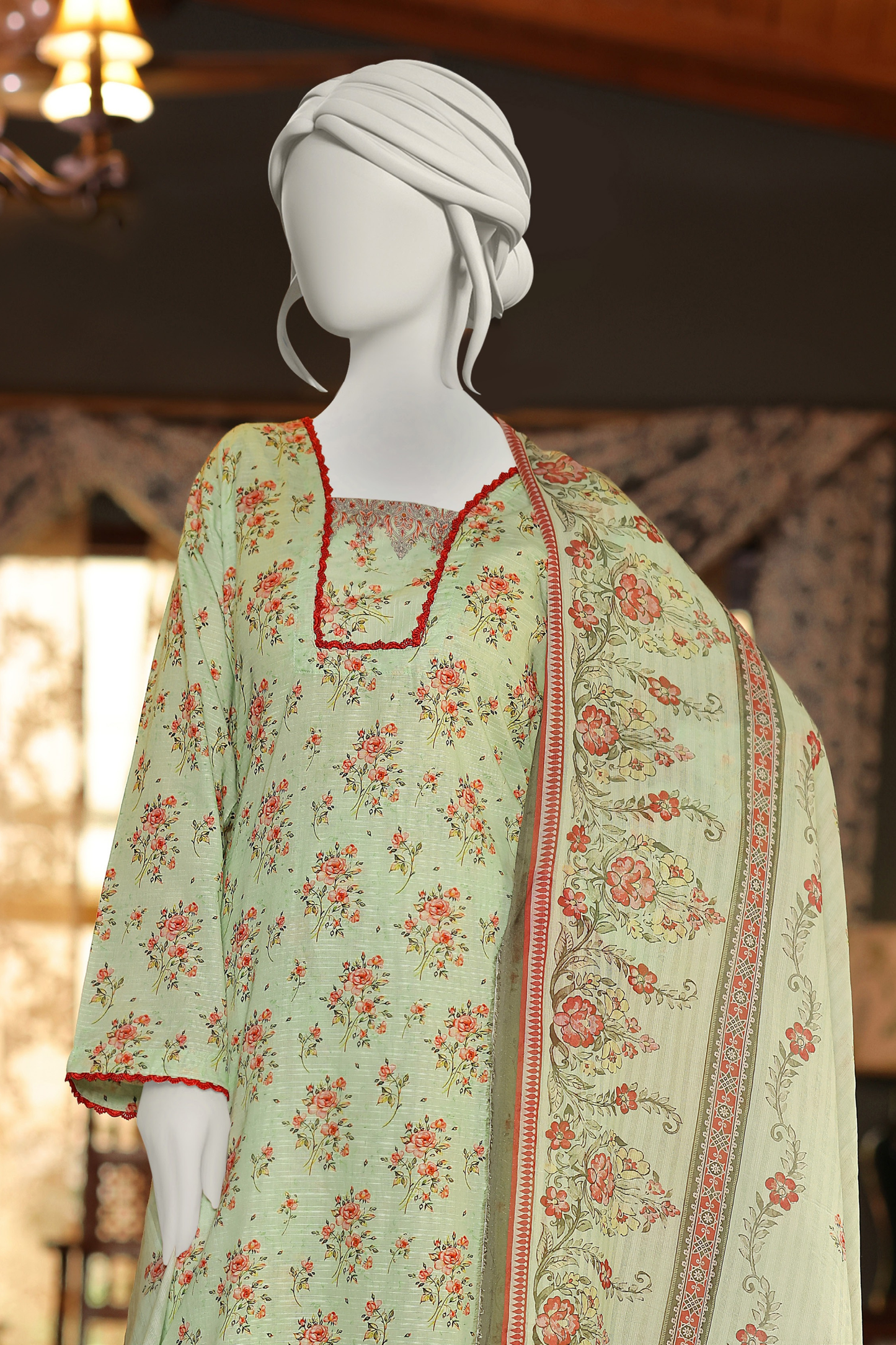 Almeerah Digital Printed Stripe Dora 3PC