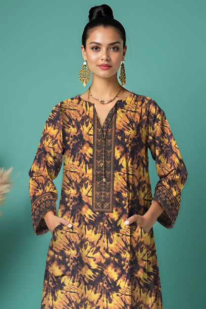 Wania Gold Premium Digital Printed Bana Dora Lawn 2PC