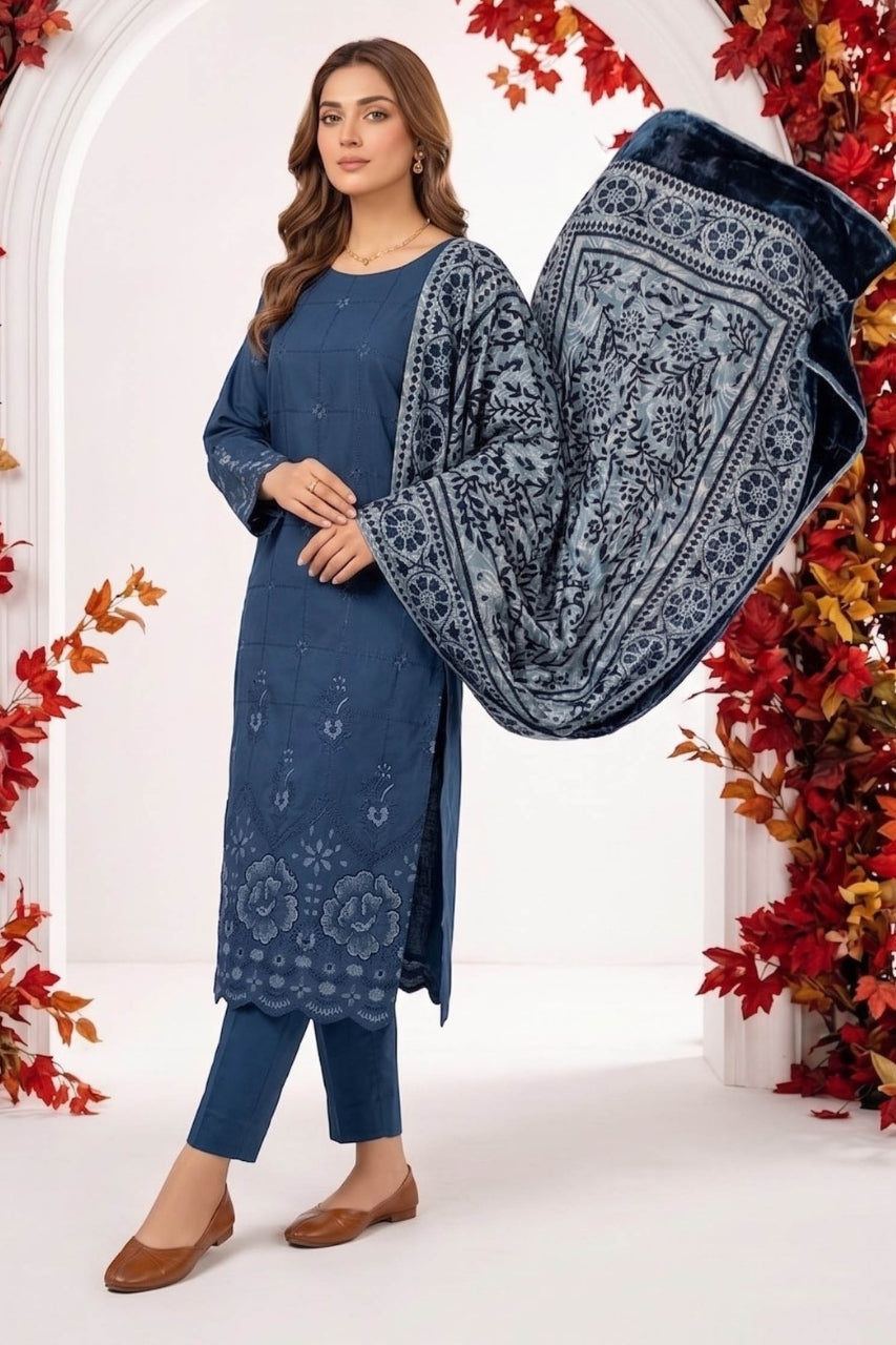 Marino By Anaya Noor Emb Marina With Plachi Dupatta 3PC