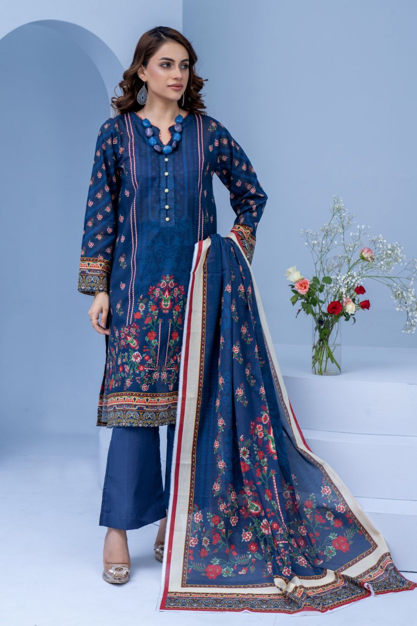 Mojo Berry By Marooj Printed Bana Dora Lawn 3PC