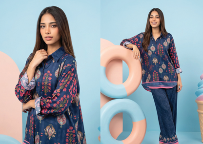 Zesh Winter Essential Printed Silk 2PC