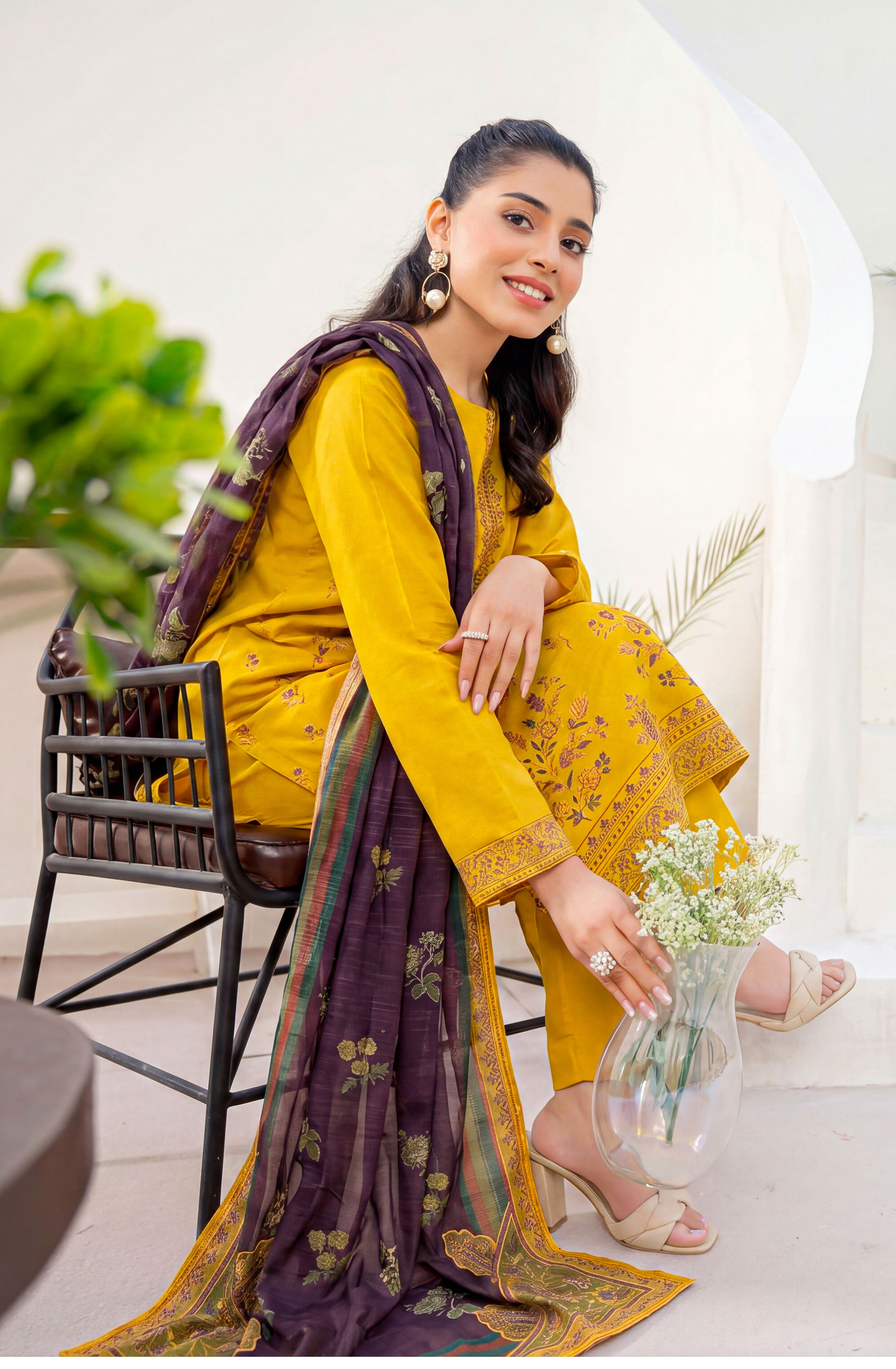 Meadows By Anaya Noor Emb Lawn With Organza Patches 3PC