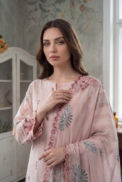 Zevek By Anaya Noor Printed & Chickenkari Lawn 3PC