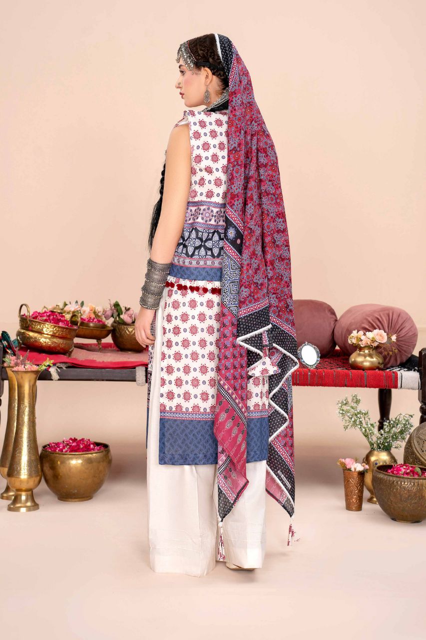 Ajrak By Premium Digital Printed Lawn 3PC