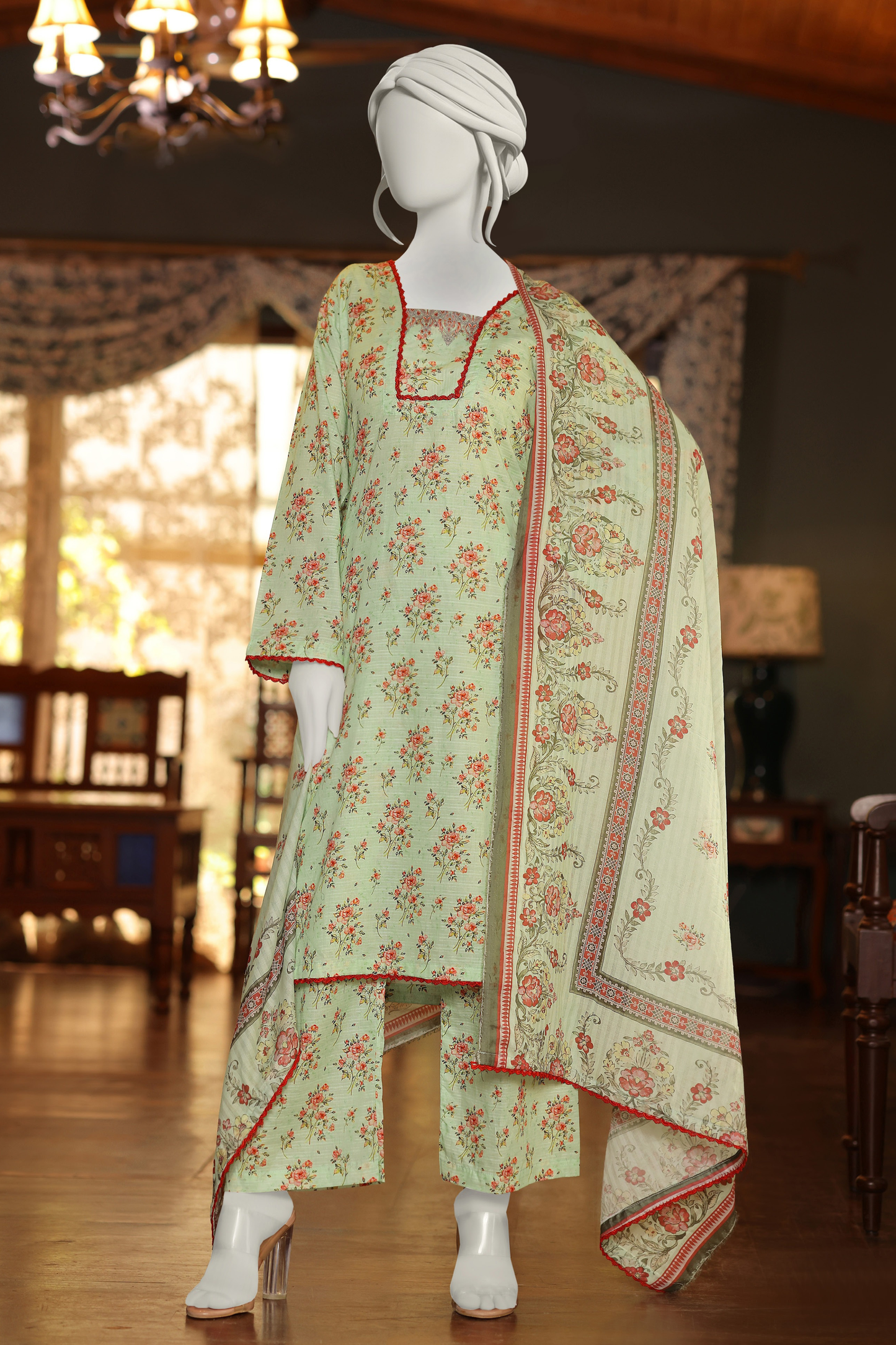 Almeerah Digital Printed Stripe Dora 3PC