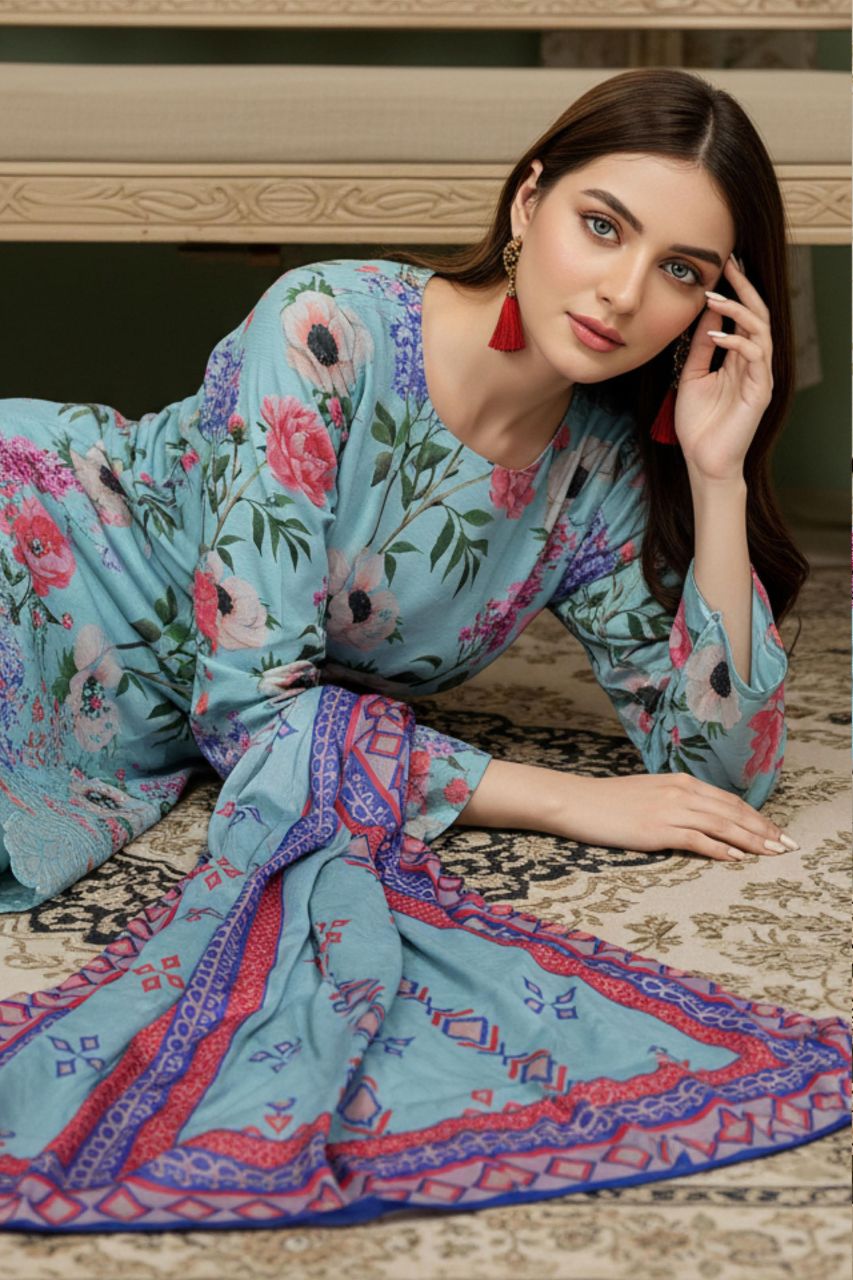 Seerat By Tawakkal Digital Printed & Emb Lawn 3PC