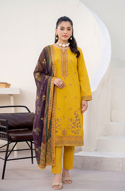 Meadows By Anaya Noor Emb Lawn With Organza Patches 3PC