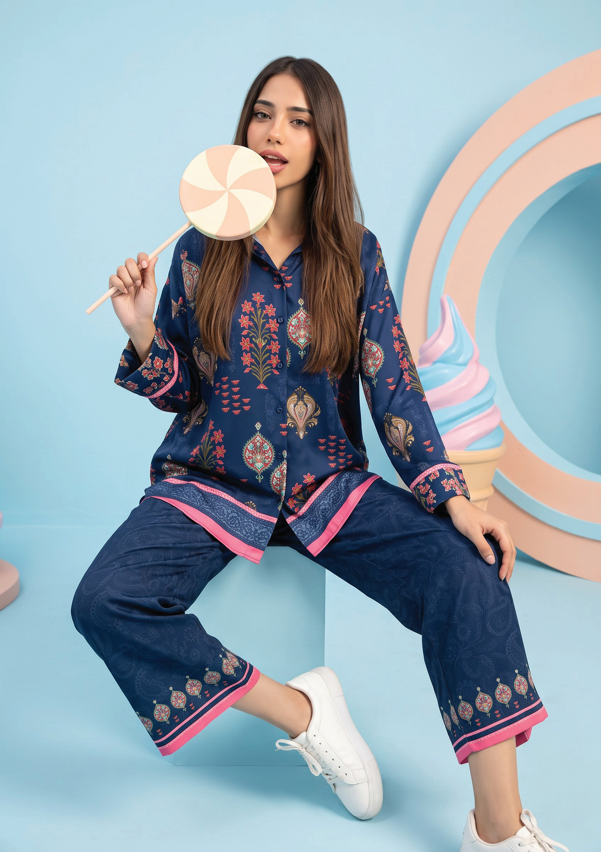 Zesh Winter Essential Printed Silk 2PC