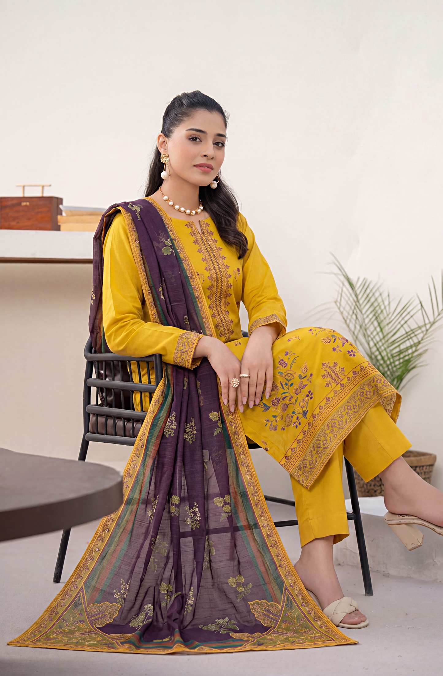 Meadows By Anaya Noor Emb Lawn With Organza Patches 3PC