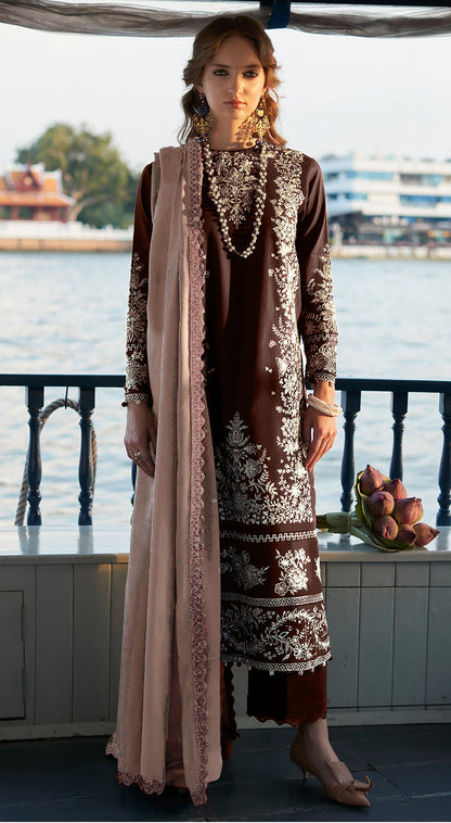 Zaha Khadija Shah Full Emb Lawn With Emb Patches 3PC