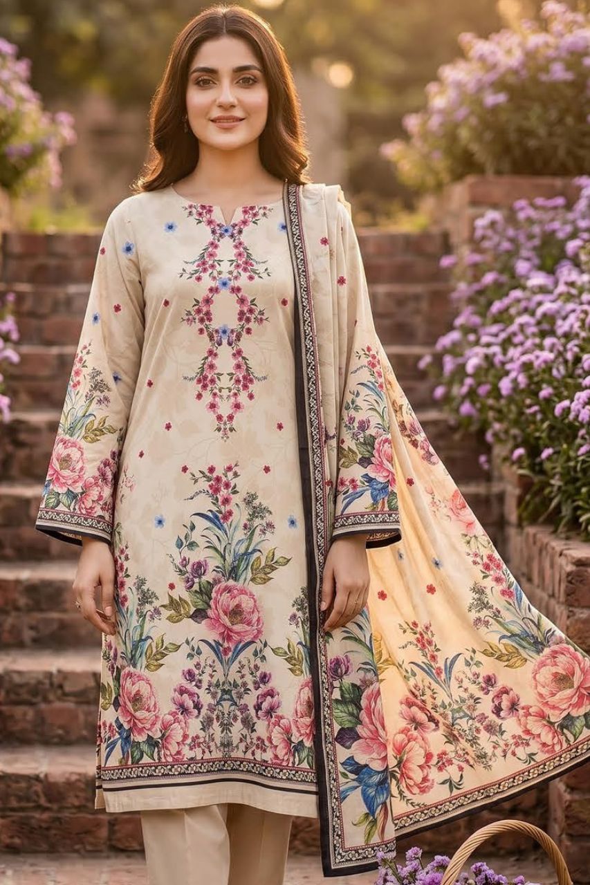 Mashaim Digital Printed Lawn 3PC