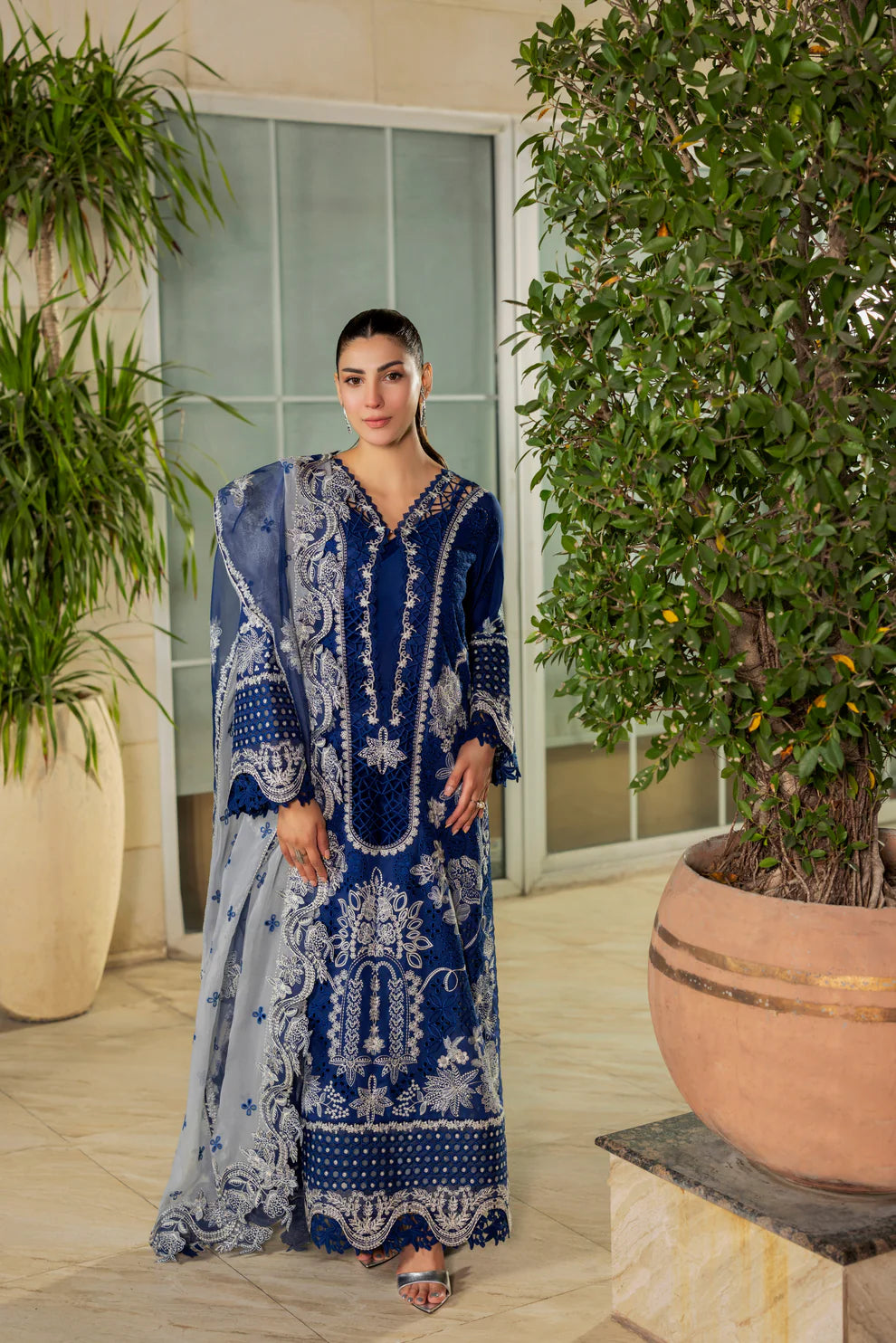 Aneelas Luxury Embroidered Lawn 3PC
