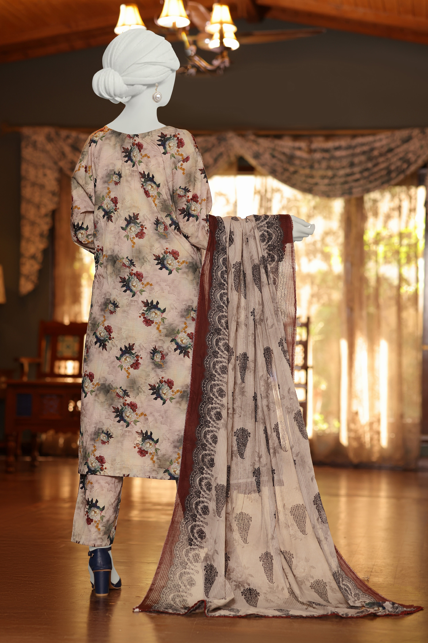 Almeerah Digital Printed Stripe Dora 3PC
