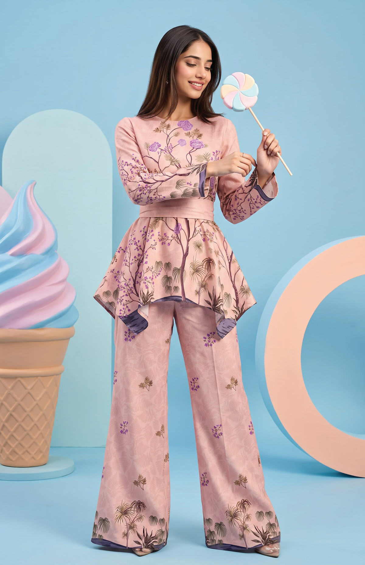 Zesh Winter Essential Printed Silk 2PC