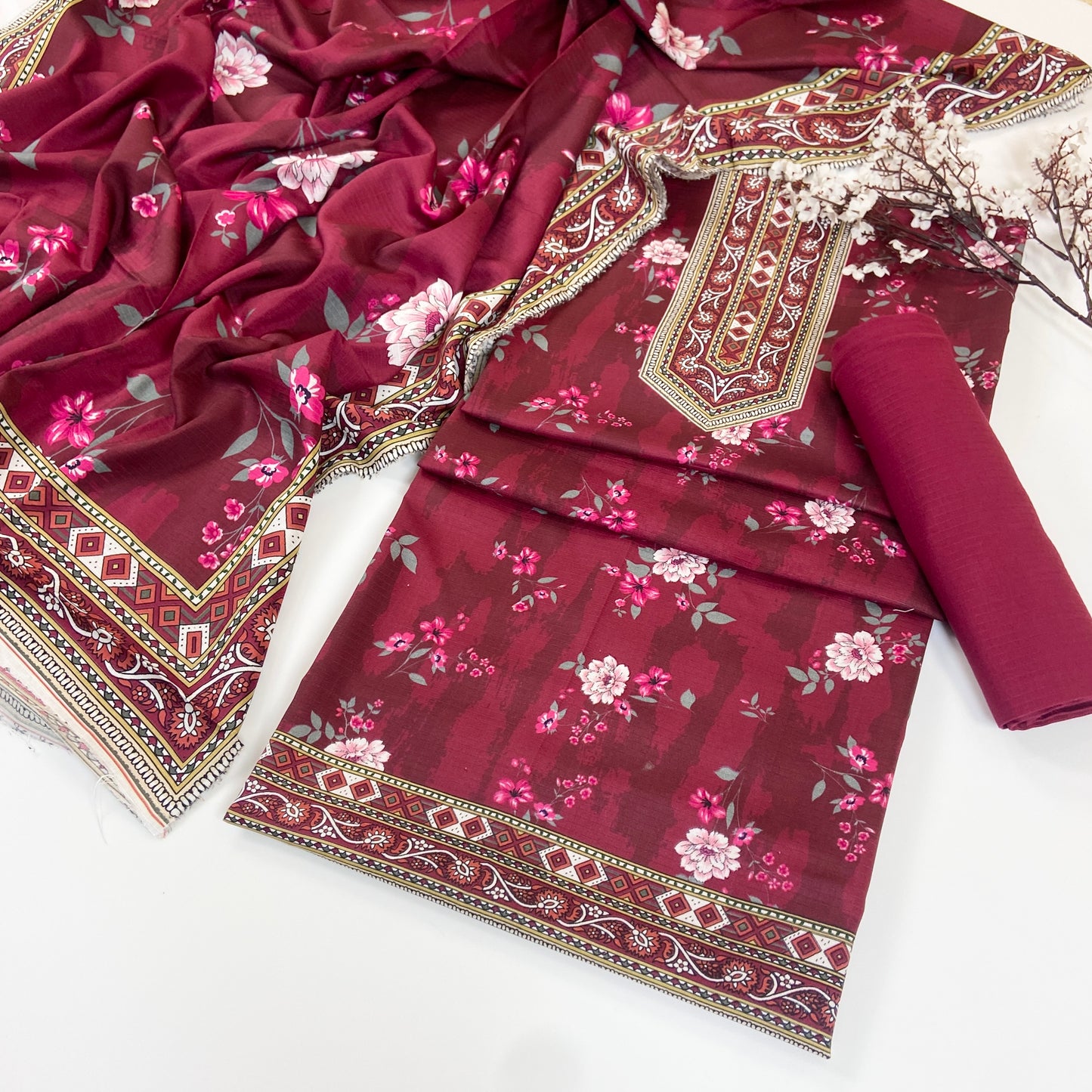 Kayseria Digital Printed Bana Dora Linen 3PC