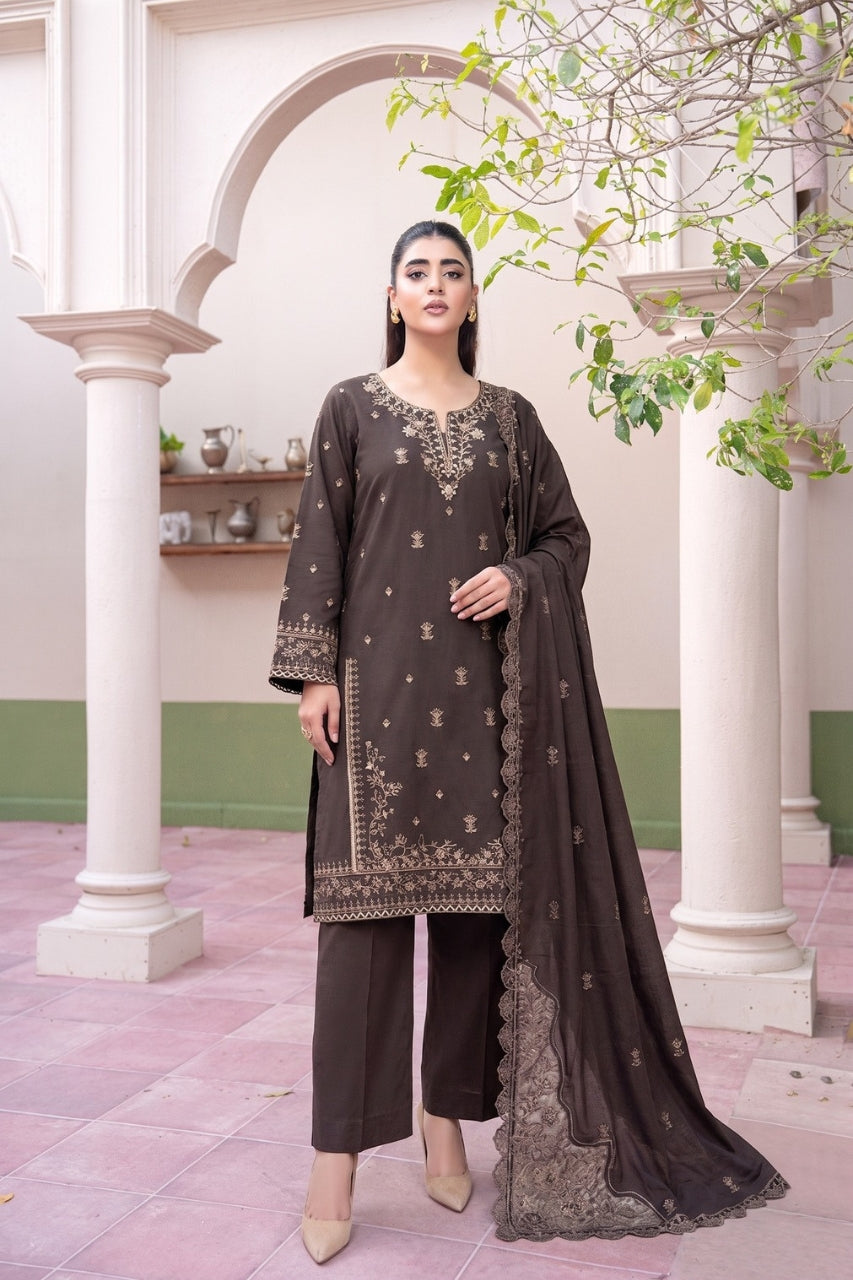 Fasana By Shanaya Plain Emb Dhanak 3PC