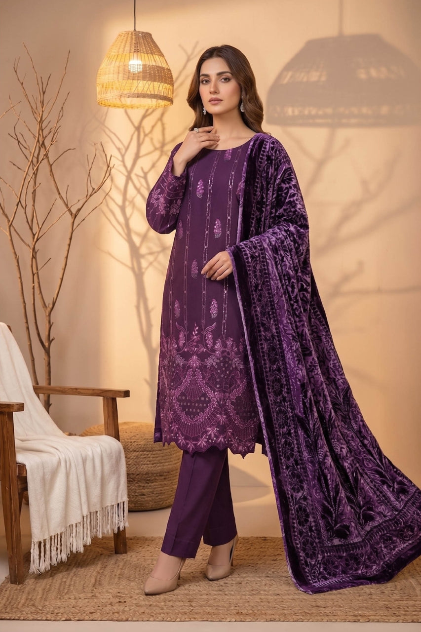 Marino By Anaya Noor Emb Marina With Plachi Dupatta 3PC