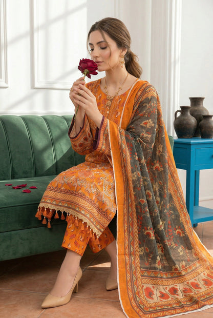 Angan By Anaya Noor Emb & Printed Lawn 3PC