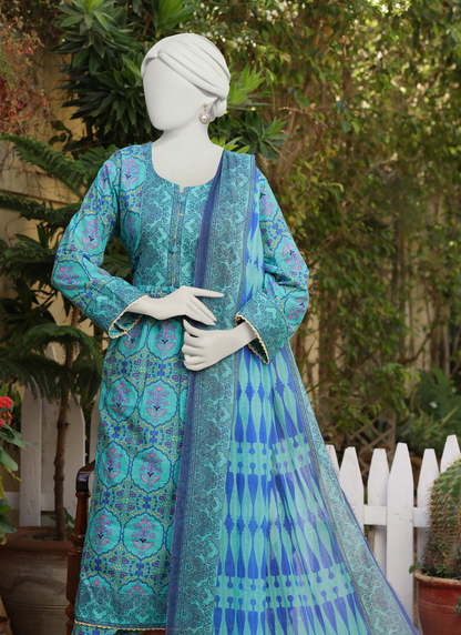 Almeerah Digital Printed Stripe Dora 3PC