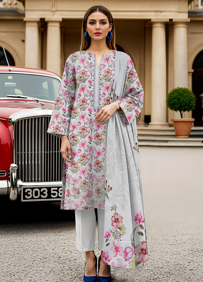 Tawakkal Digital Printed & Emb Lawn 3PC