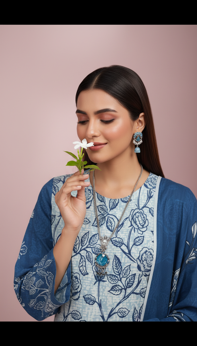 Moneva By Anaya Noor Digital Printed Chickenkari Lawn 3PC