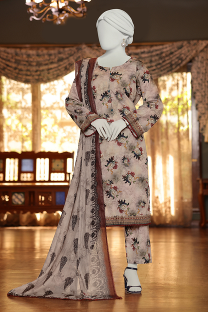 Almeerah Digital Printed Stripe Dora 3PC