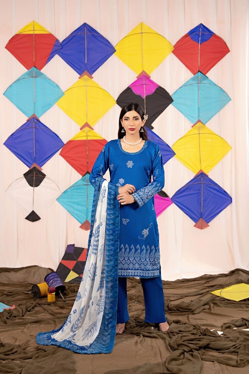 Zesh Airjet Printed Lawn With Bamber Chiffon Dupatta 3PC