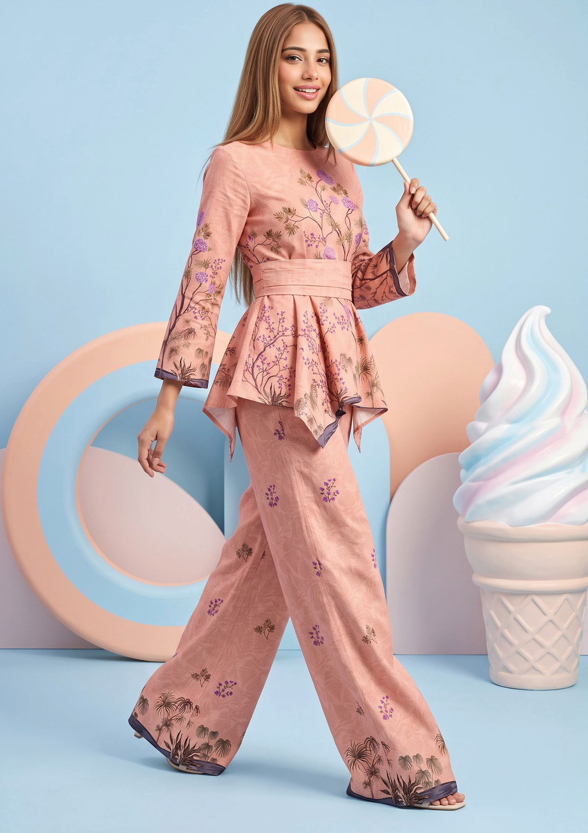 Zesh Winter Essential Printed Silk 2PC