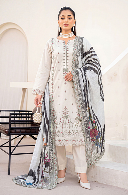 Meadows By Anaya Noor Emb Lawn With Organza Patches 3PC