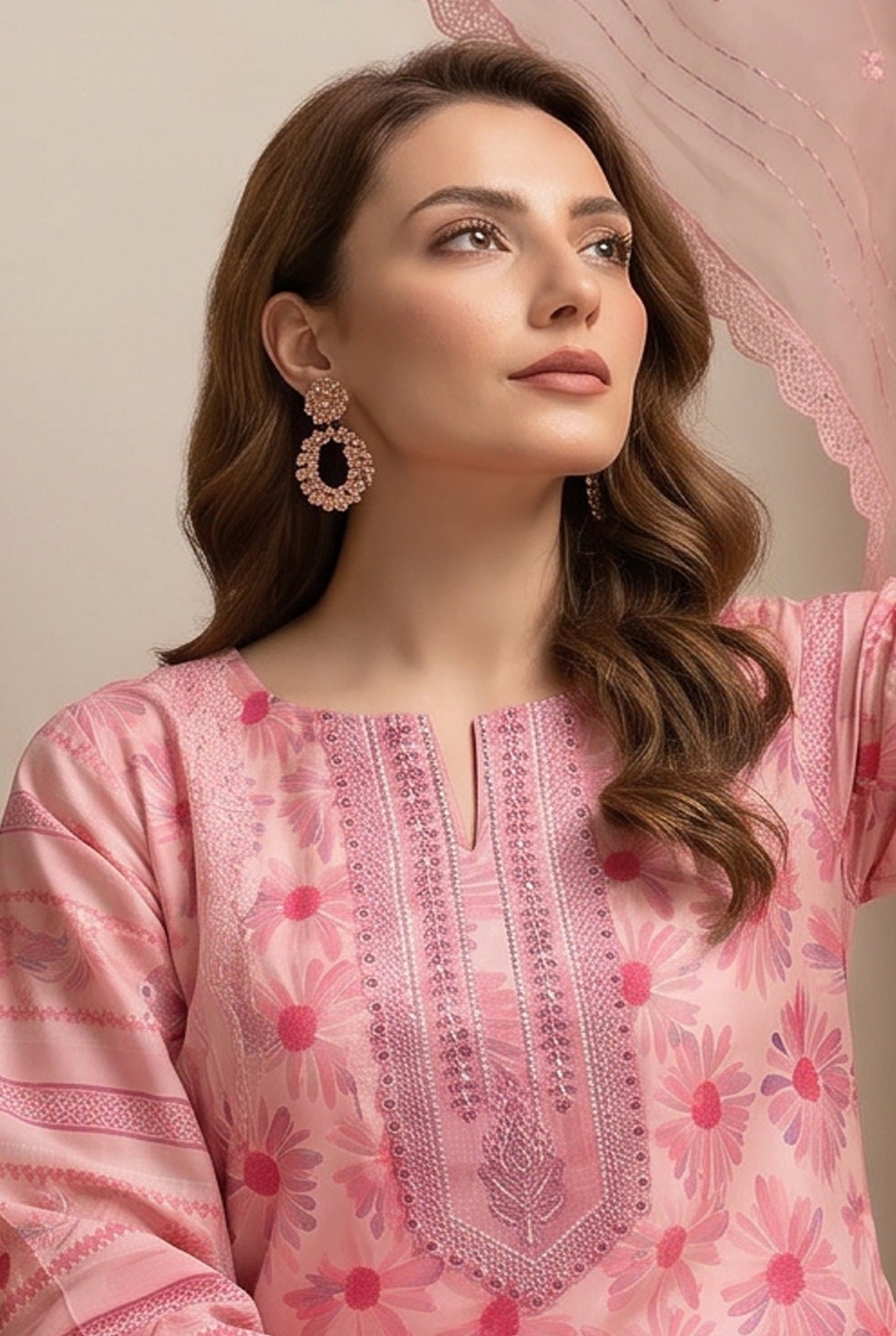 Marvel By Anaya Noor Digital Printed Lawn With Emb Patches-3PC