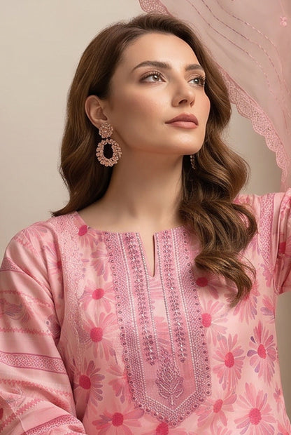 Marvel By Anaya Noor Digital Printed Lawn With Emb Patches-3PC