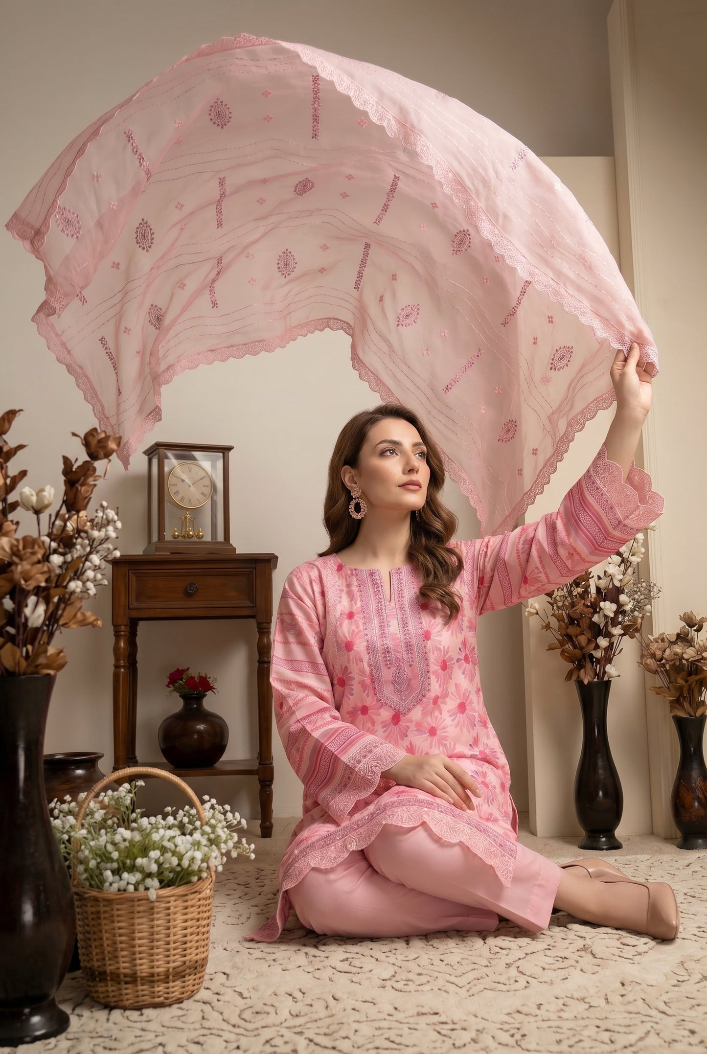 Marvel By Anaya Noor Digital Printed Lawn With Emb Patches-3PC