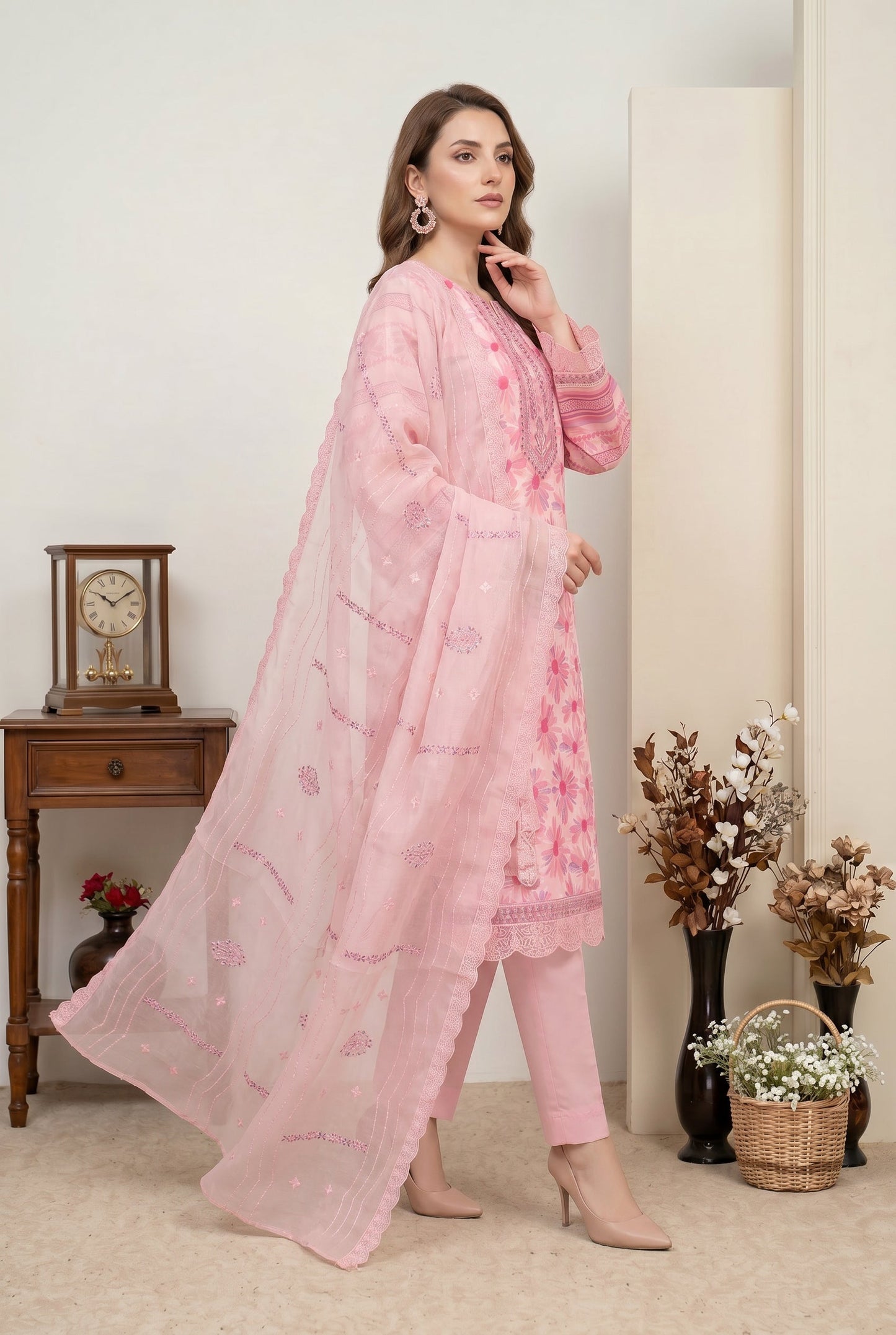 Marvel By Anaya Noor Digital Printed Lawn With Emb Patches-3PC