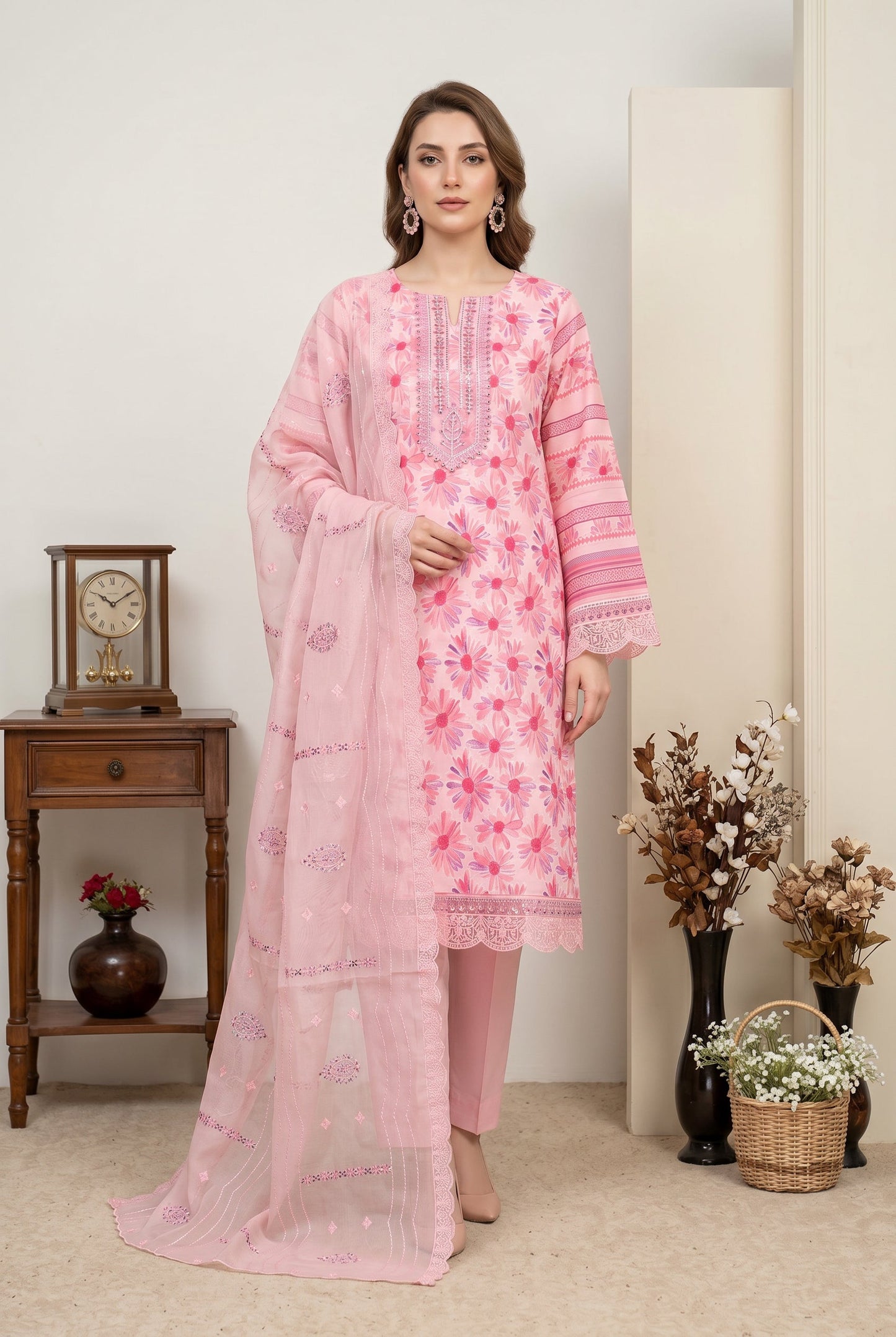 Marvel By Anaya Noor Digital Printed Lawn With Emb Patches-3PC