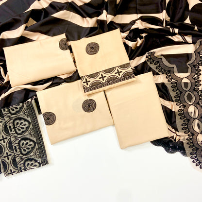 Ethnic Emb Dhanak With Shawl 3-PC