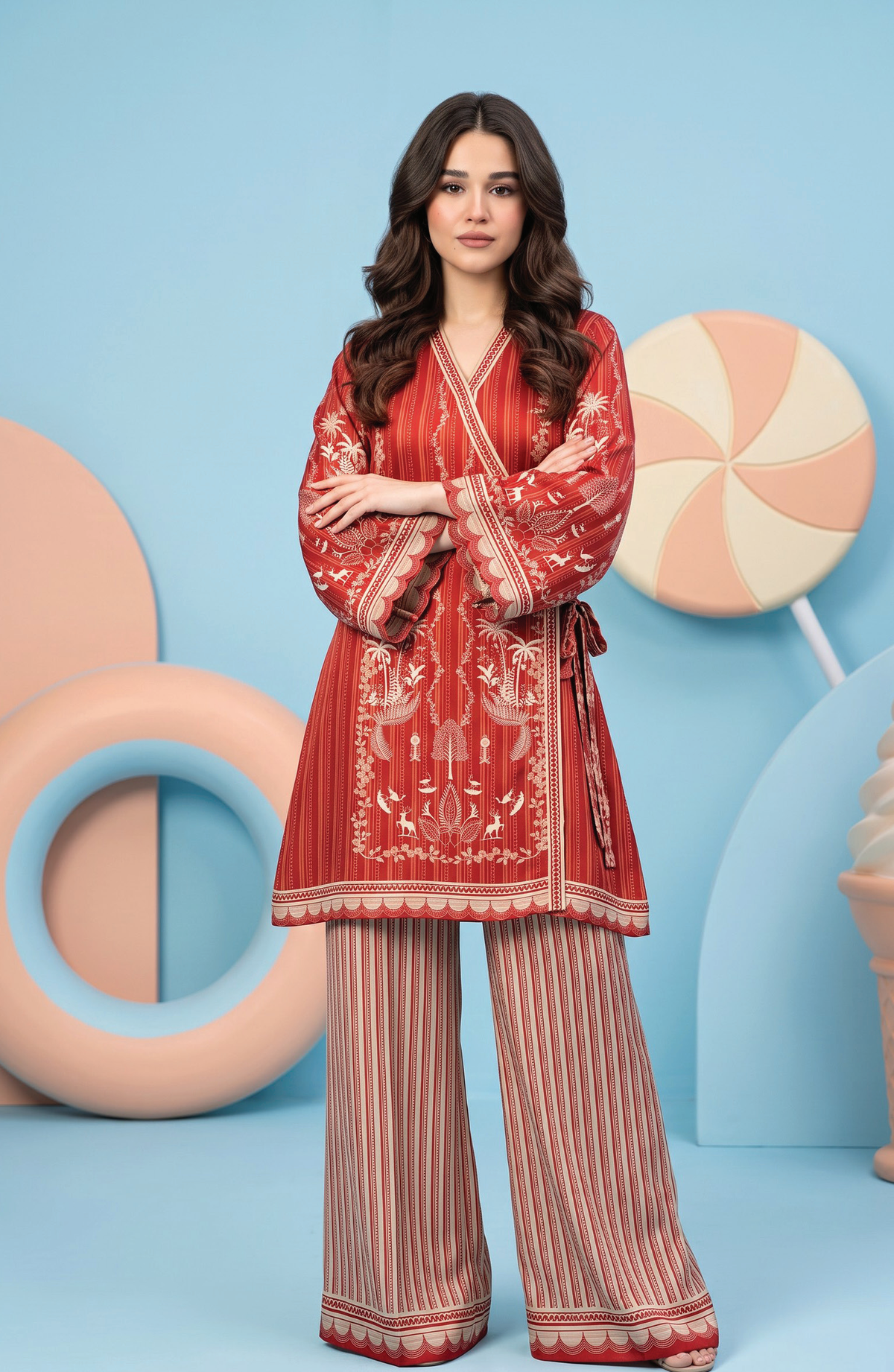 Zesh Winter Essential Printed Silk 2PC