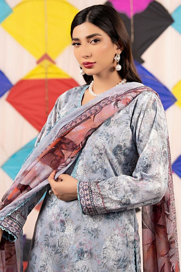 Zesh Airjet Printed Lawn With Bamber Chiffon Dupatta 3PC