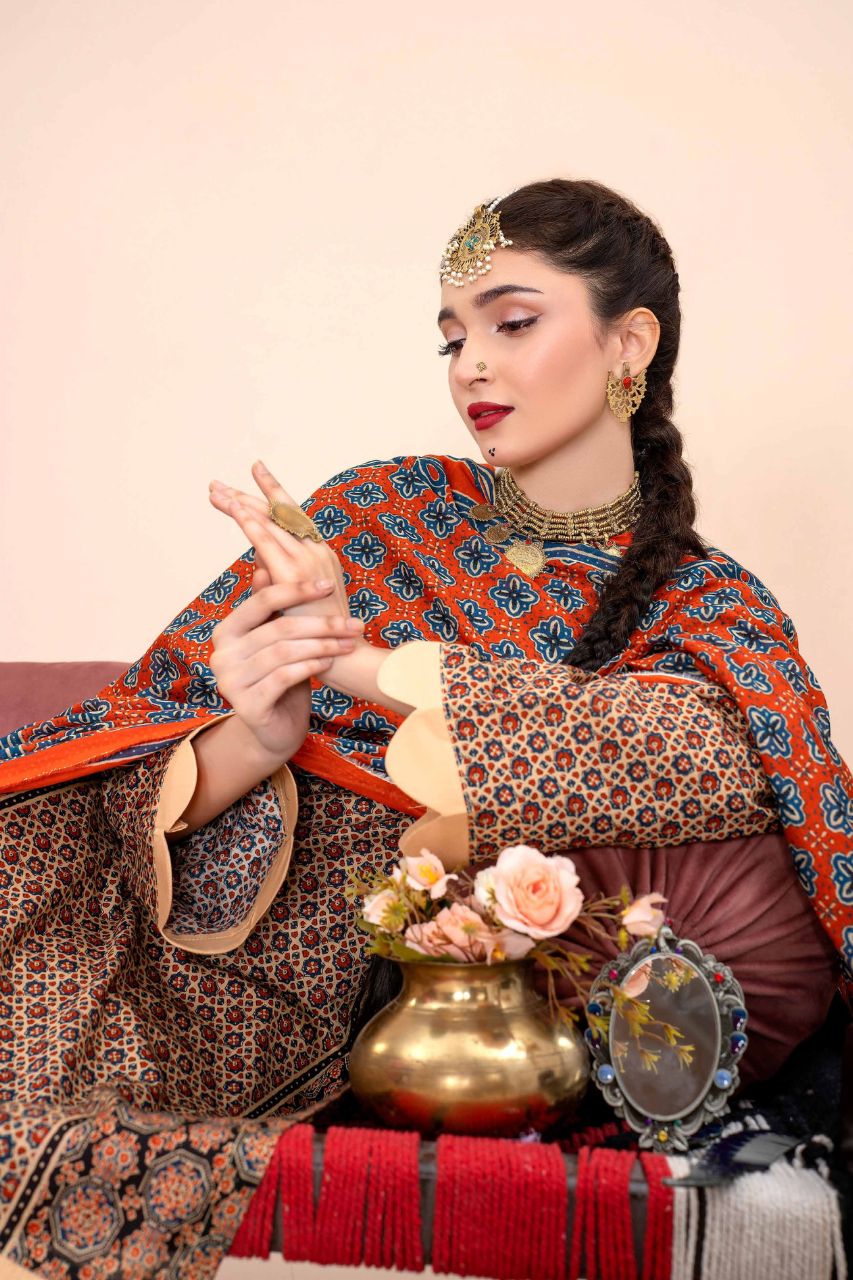 Ajrak By Premium Digital Printed Lawn 3PC