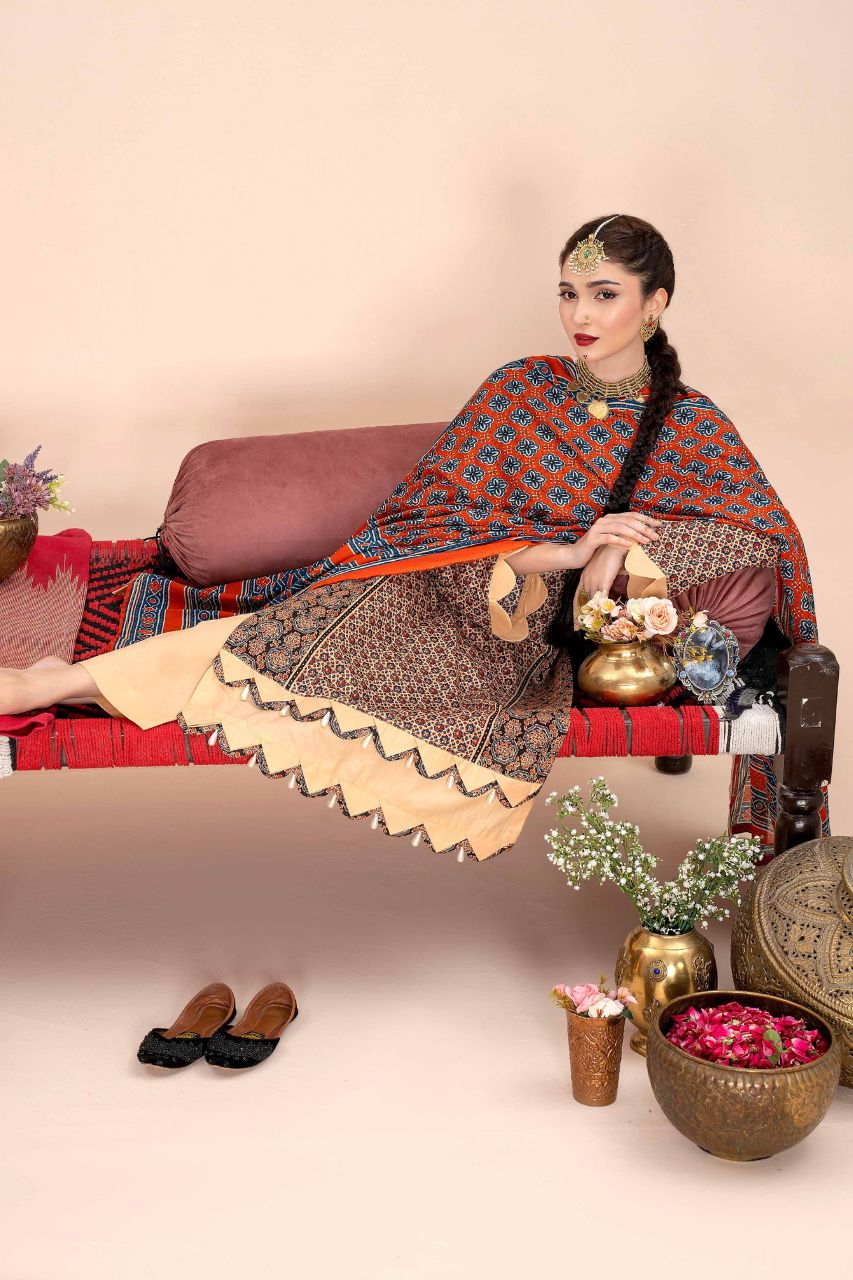 Ajrak By Premium Digital Printed Lawn 3PC