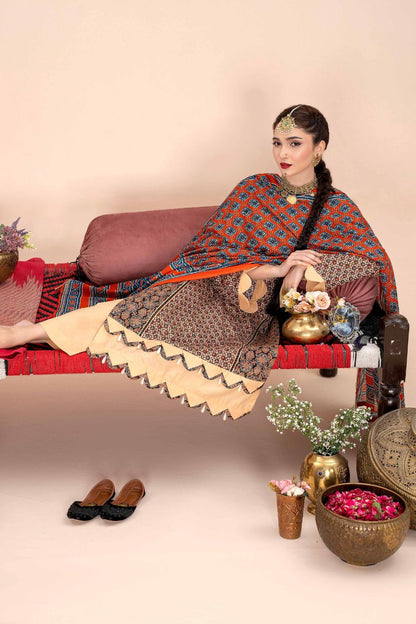 Ajrak By Premium Digital Printed Lawn 3PC